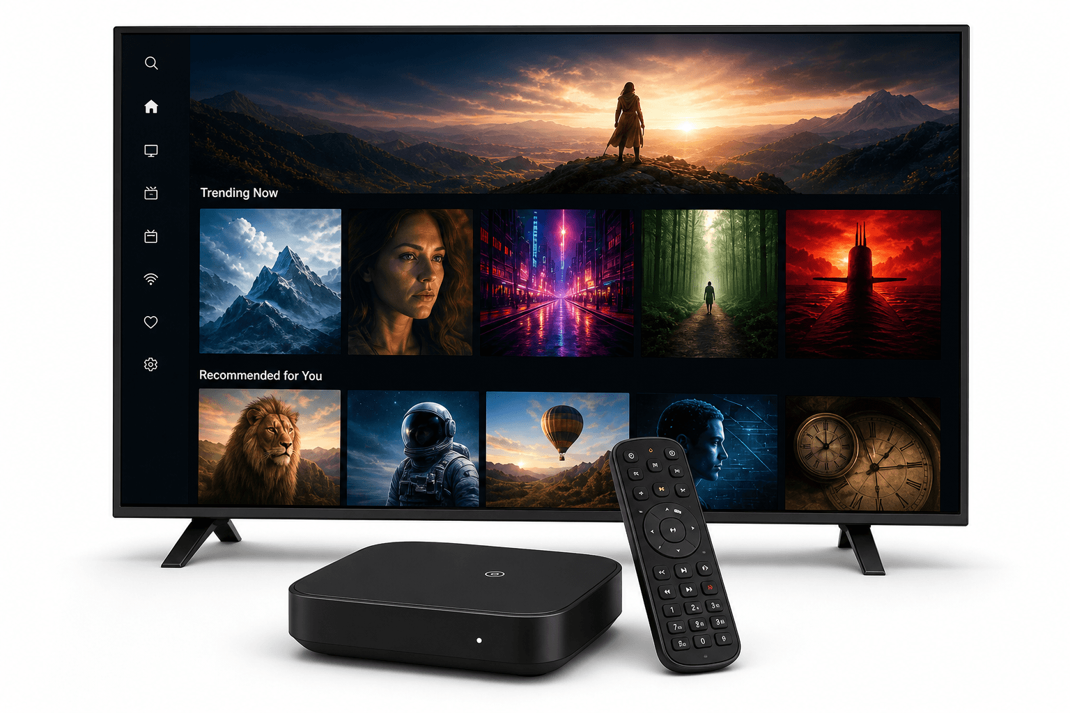 Television, set-top box, and remote for home entertainment